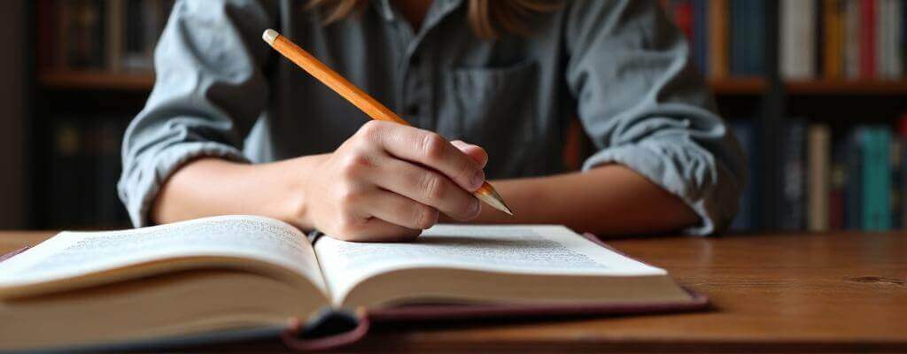 Imagen de estudiantes estudiando con apuntes en mano.